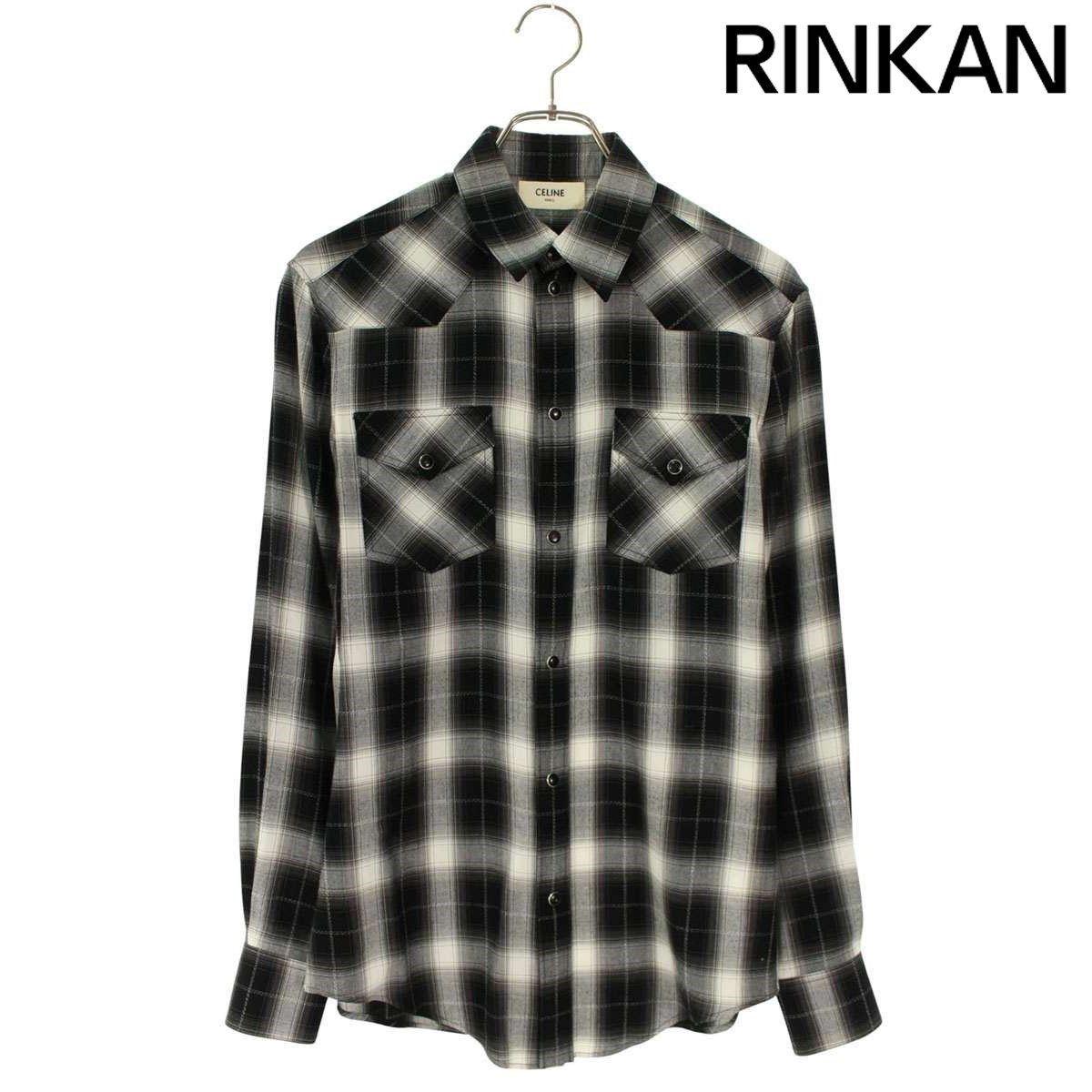 セリーヌ 2C143362 チェッククラシックフィット長袖シャツ メンズ XS
