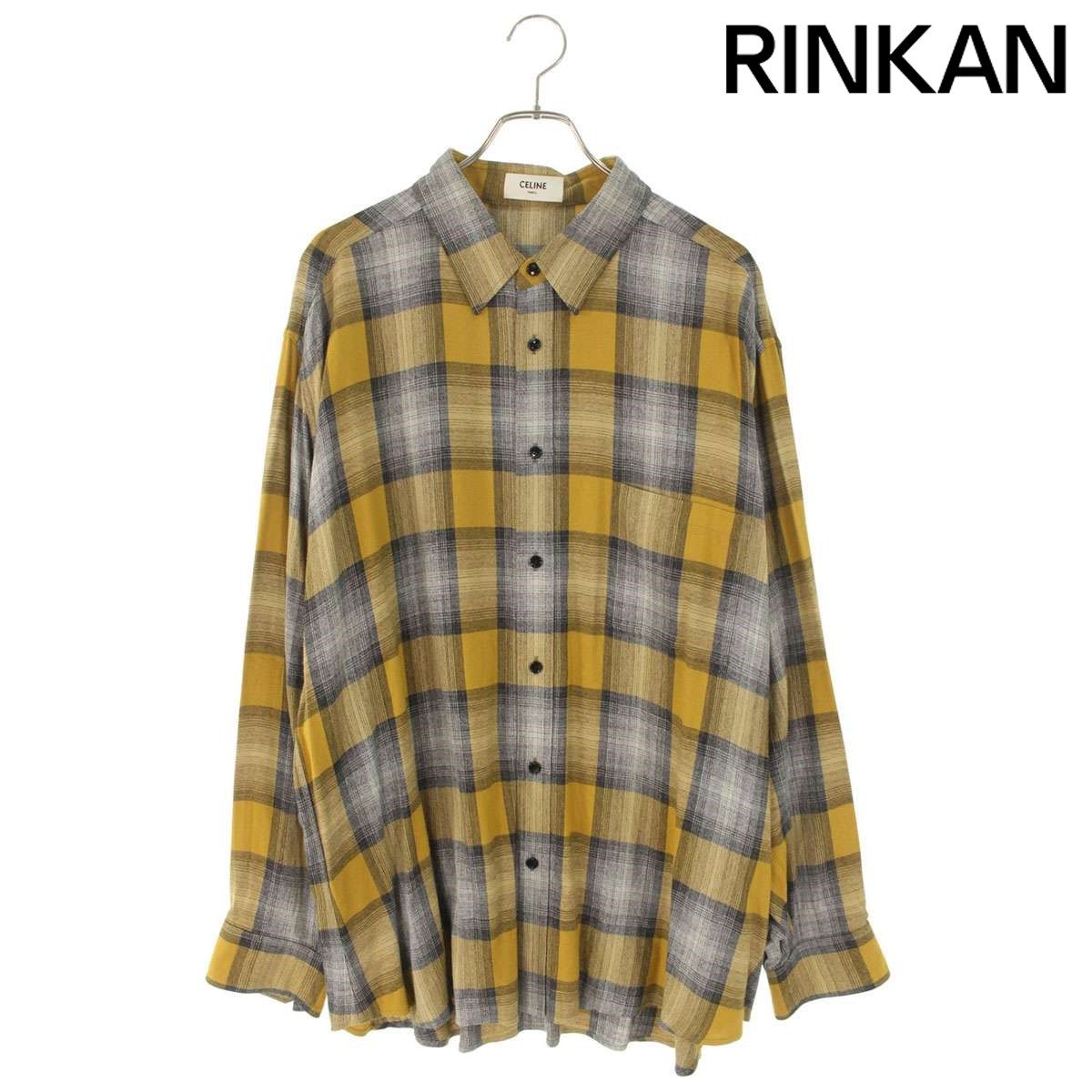 セリーヌ 21SS 2C486398M グラデーションチェックレーヨンルーズ長袖シャツ メンズ 41