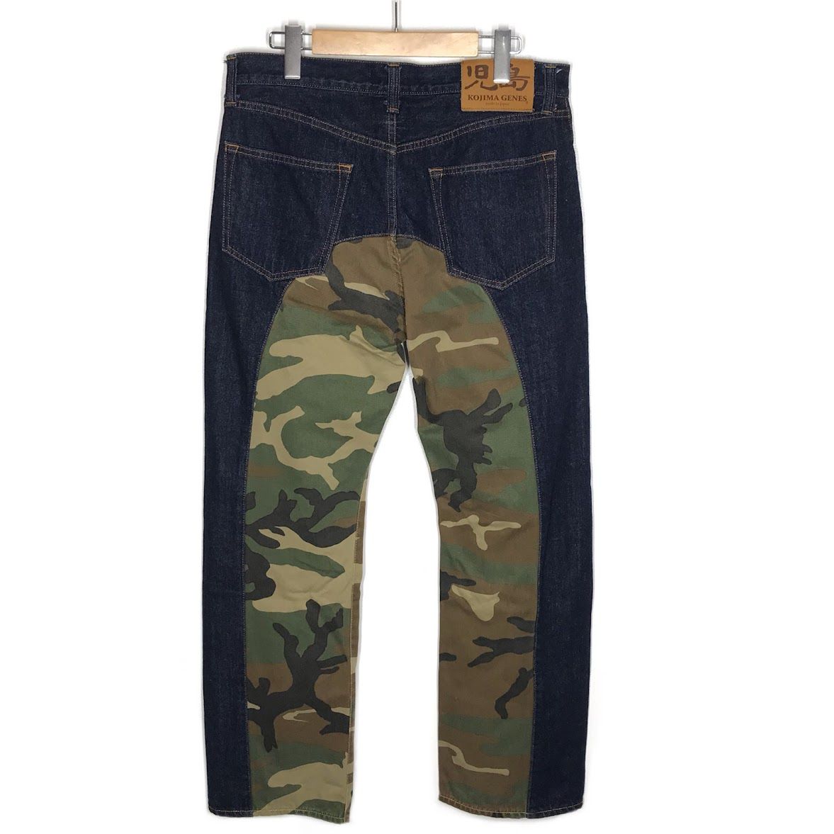 児島ジーンズ コジマジーンズ デニムパンツ Monkey Combo Pants モンキーコンボパンツ インディゴ カモ柄 サイズ 34 107