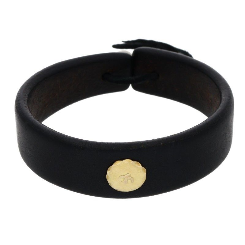 ゴローズ　黒 レザー バングル 金メタル ゴローズ 金メタル付きレザー ブレスレット メンズ - メルカリ