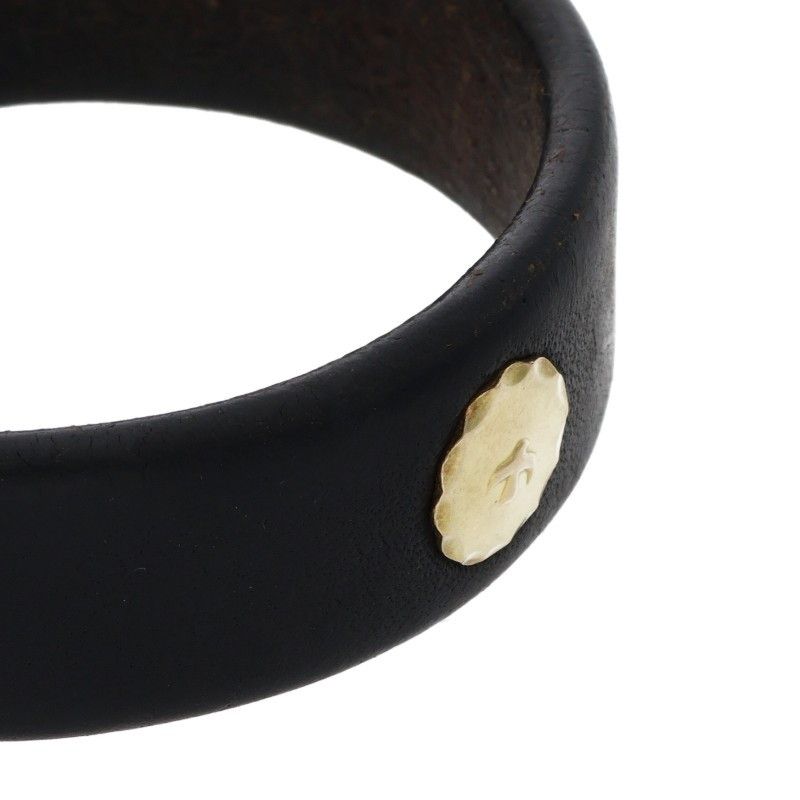 ゴローズ　黒 レザー バングル 金メタル ゴローズ 金メタル付きレザー ブレスレット メンズ - メルカリ