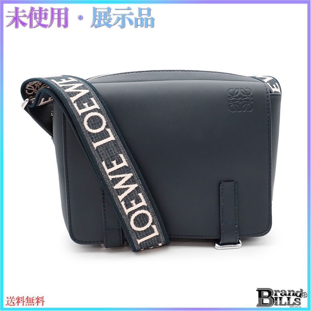 ロエベ ミリタリー メッセンジャーバッグ XS メンズ ショルダーバッグ カーフ ネイビー B553A72X21