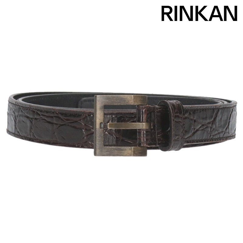 サンローランパリ GRZ634434 クロコ型押しナローレザーベルト メンズ 85