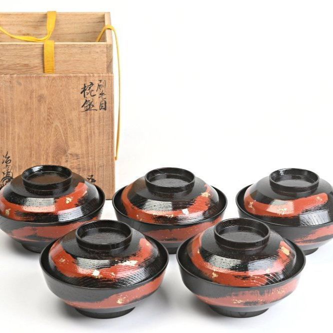 村瀬治兵衛 刷毛目椀盛 煮物椀 ５客 共