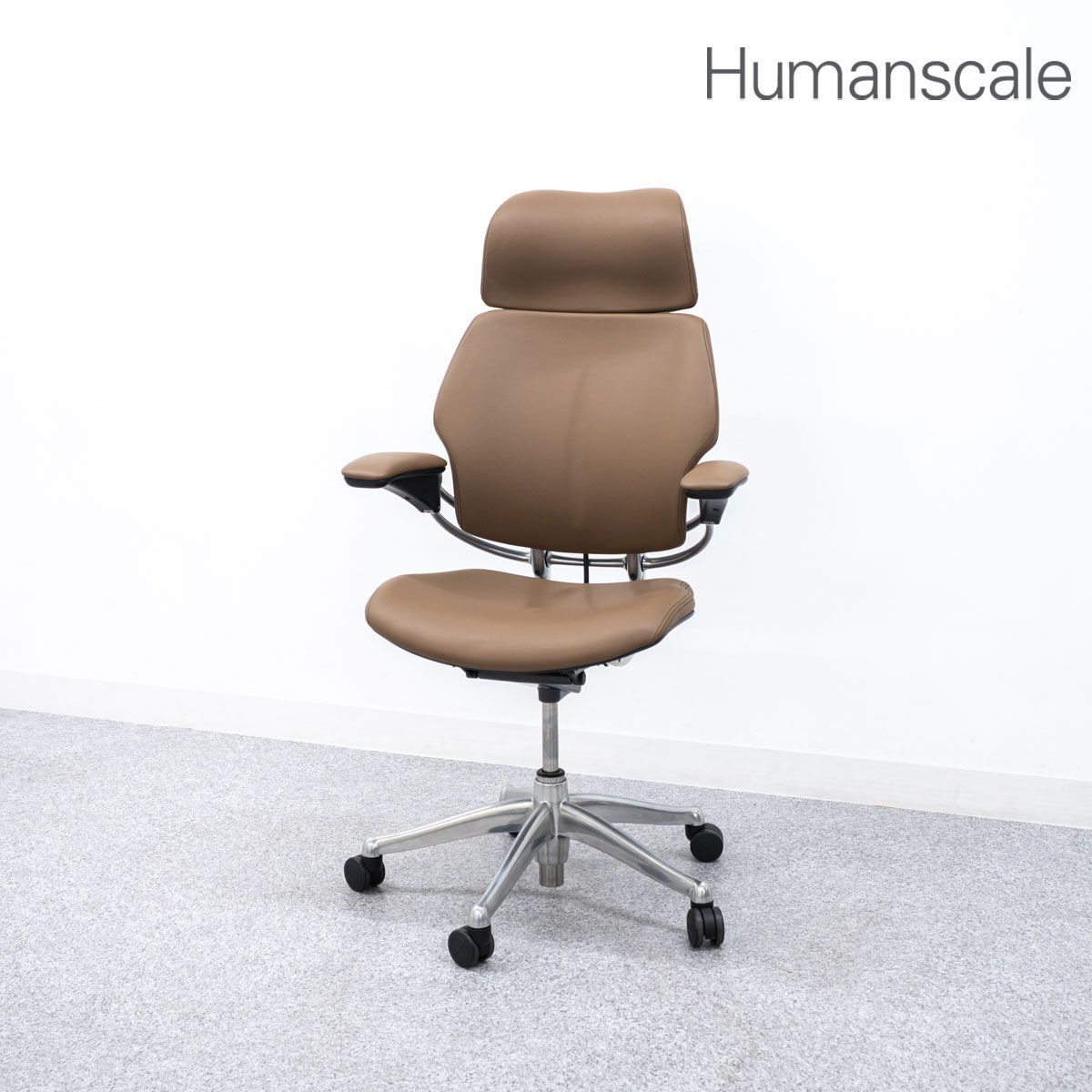 Humanscale ヒューマンスケール Freedom フリーダム キャスター アーム チェア レザー ブラウン ニールズ ディフリエント 定価65万 3