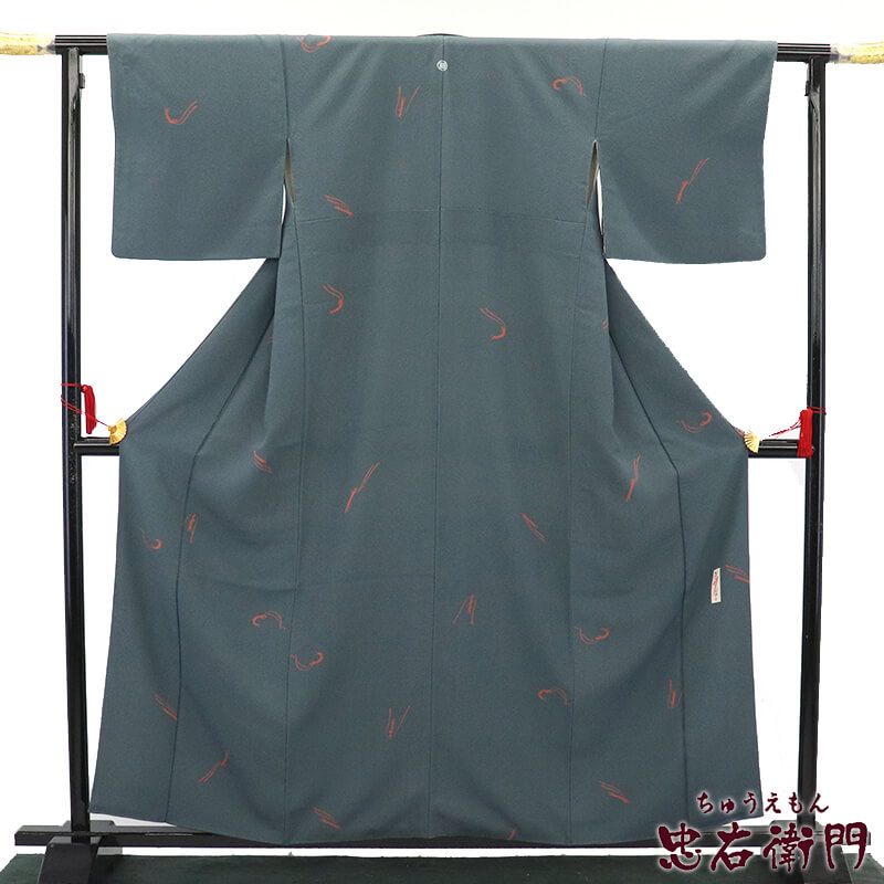 ジュサブロー 小紋 小紋着物 袷 レディース 正絹 グレー 一つ紋 うさぎ 作家物 小粋 身丈162.5 cm 裄丈65 セミフォーマル 街歩き M～Lサイズ相当