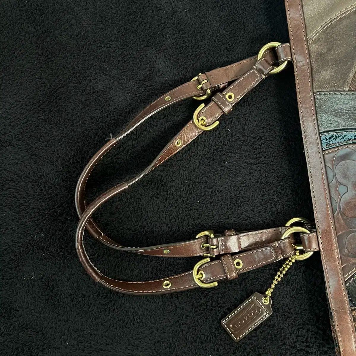  コーチ ブラウン パッチワーク ショルダーバッグ ショルダーバッグ ショルダーバッグ