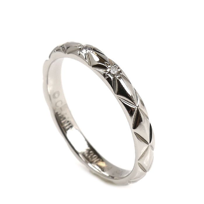 CHANEL シャネル Pt 950プラチナ マトラッセ 3 Pダイヤ リング 指輪 J 2821 9号 49 3.0 g レディース