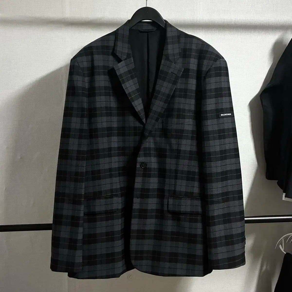 48 バレンシアガ 19FW タタン CHECK パッチ ブレーザー ジャケット