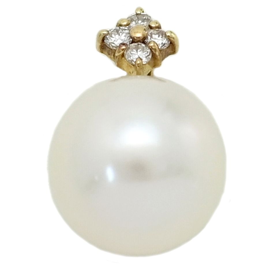 0.04ct アコヤ真珠 Japan Pearl パール・ダイヤモンドペンダントトップ K18YG-1.1g イエローゴールド 翌日配送可 ♀ A レディース 595889