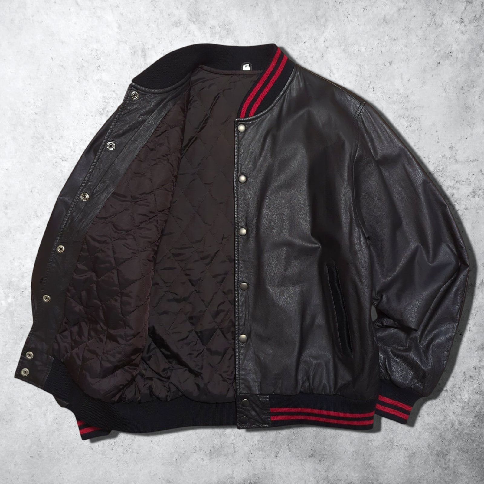ユニフォーム エクスペリメント スタジャン 袖レザー スタッズ キルティング L ユニフォーム エクスペリメント スタジャン 袖レザー スタッズ