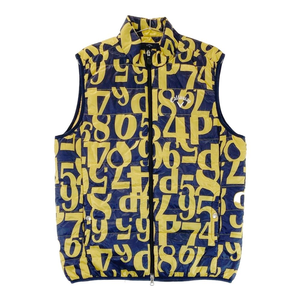 サイズ LL CALLAWAY キャロウェイ 中綿 ジップベスト 総柄 イエロー系 240101472151 ゴルフウェア メンズ ストスト