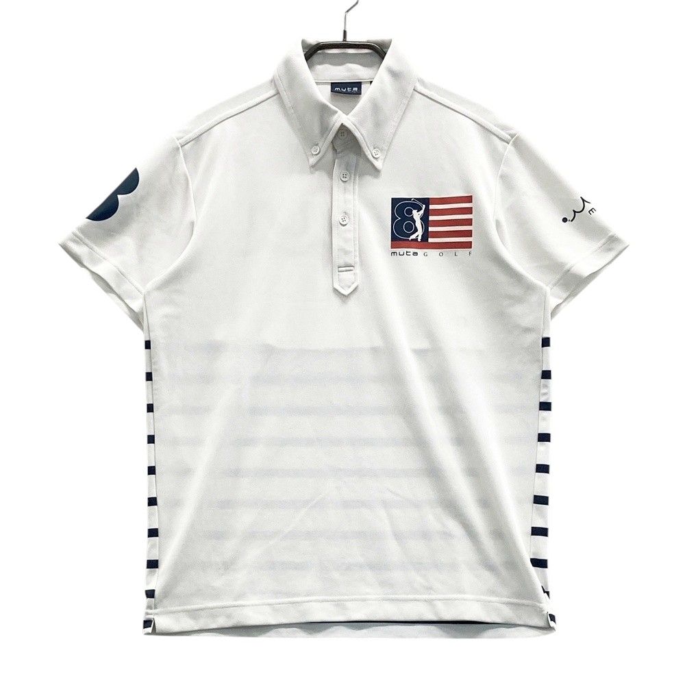 サイズ S MUTA MARINE ムータマリン 半袖ポロシャツ ボーダー柄 ホワイト系 240101550947 ゴルフウェア メンズ ストスト