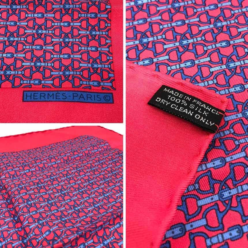 エルメス HERMES ポケットチーフ スカーフ POCHETTE TWILL カレ ビット柄 シルク100% ピンク系 ネッカチーフ バンダナ aq12168