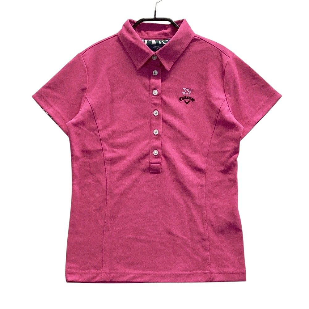 サイズ：M CALLAWAY キャロウェイ 襟デザイン 半袖ポロシャツ ピンク系
