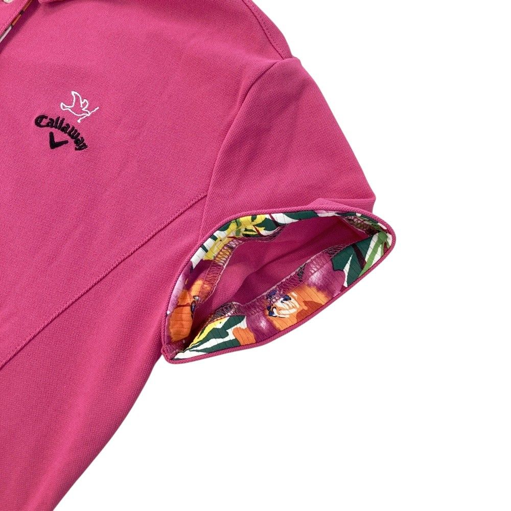 サイズ：M CALLAWAY キャロウェイ 襟デザイン 半袖ポロシャツ ピンク系