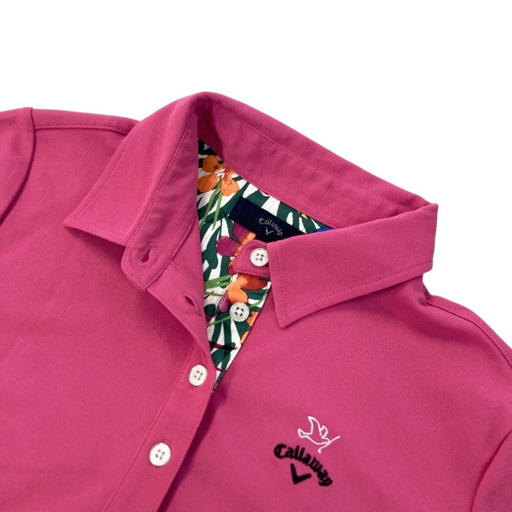 サイズ：M CALLAWAY キャロウェイ 襟デザイン 半袖ポロシャツ ピンク系