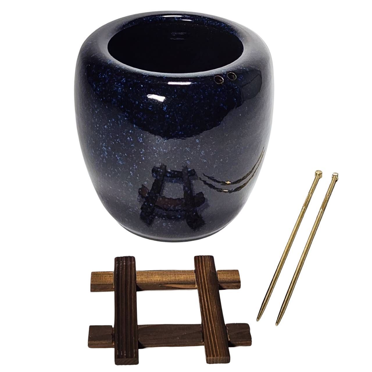 生子火鉢型灰皿セット 6号 信楽焼き 陶器 火鉢 暖房 わら灰 木炭 灰 ひばち 囲炉裏 灰汁 B 026 01