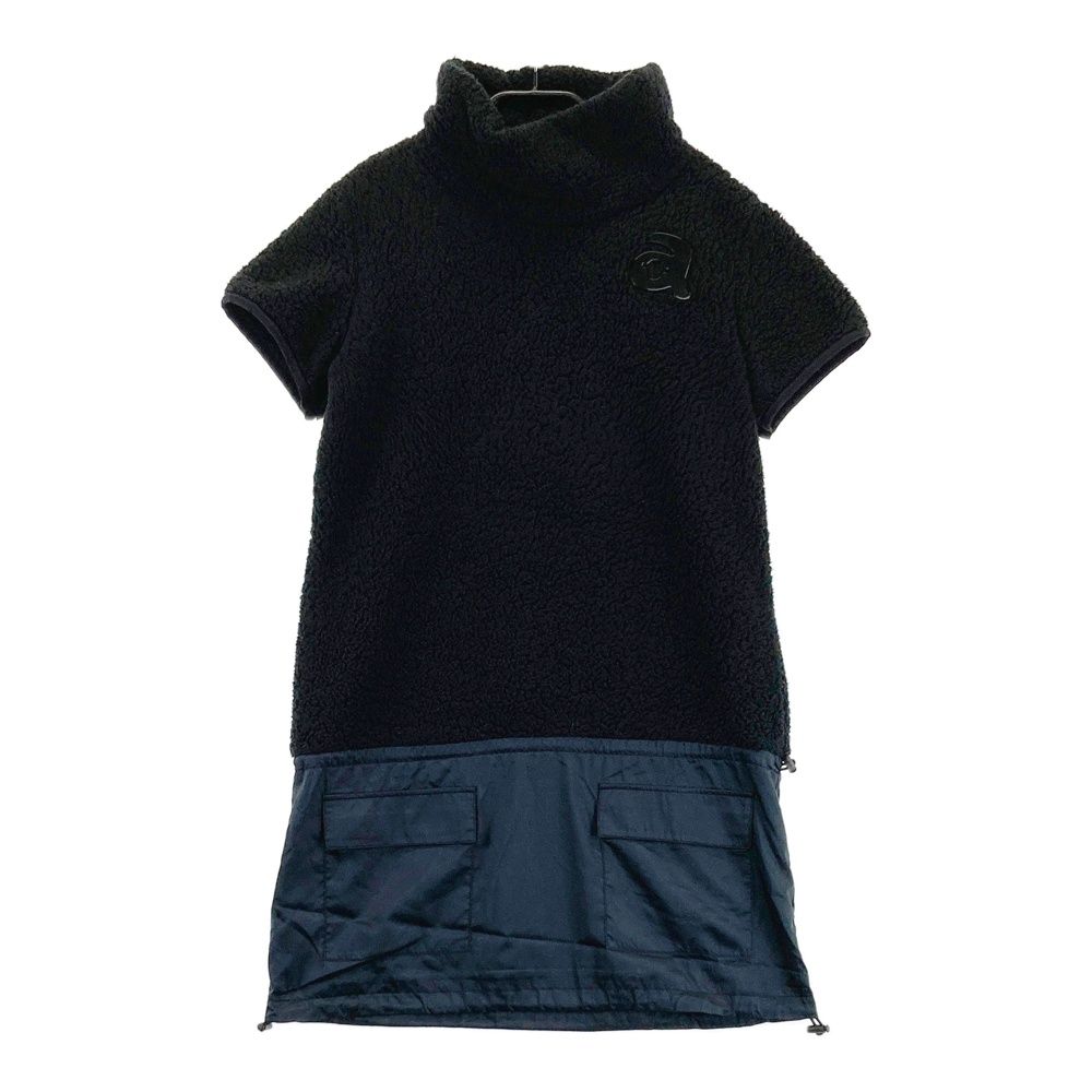 サイズ 36 アルチビオ ボア切替 ハイネック 半袖ワンピース ブラック系 ゴルフウェア レディース ストスト