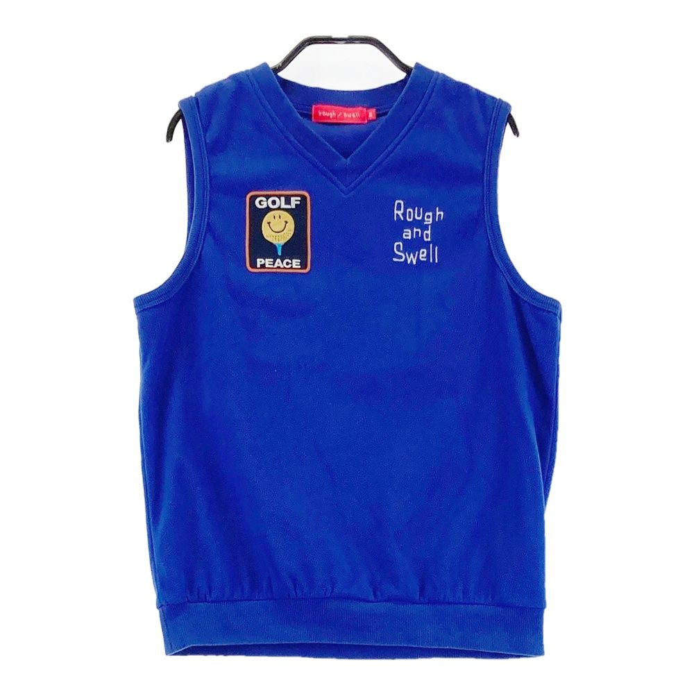 サイズ S ROUGH-SWELL ラフアンドスウェル フリースベスト ワッペン ブルー系 240101425680 ゴルフウェア レディース ストスト