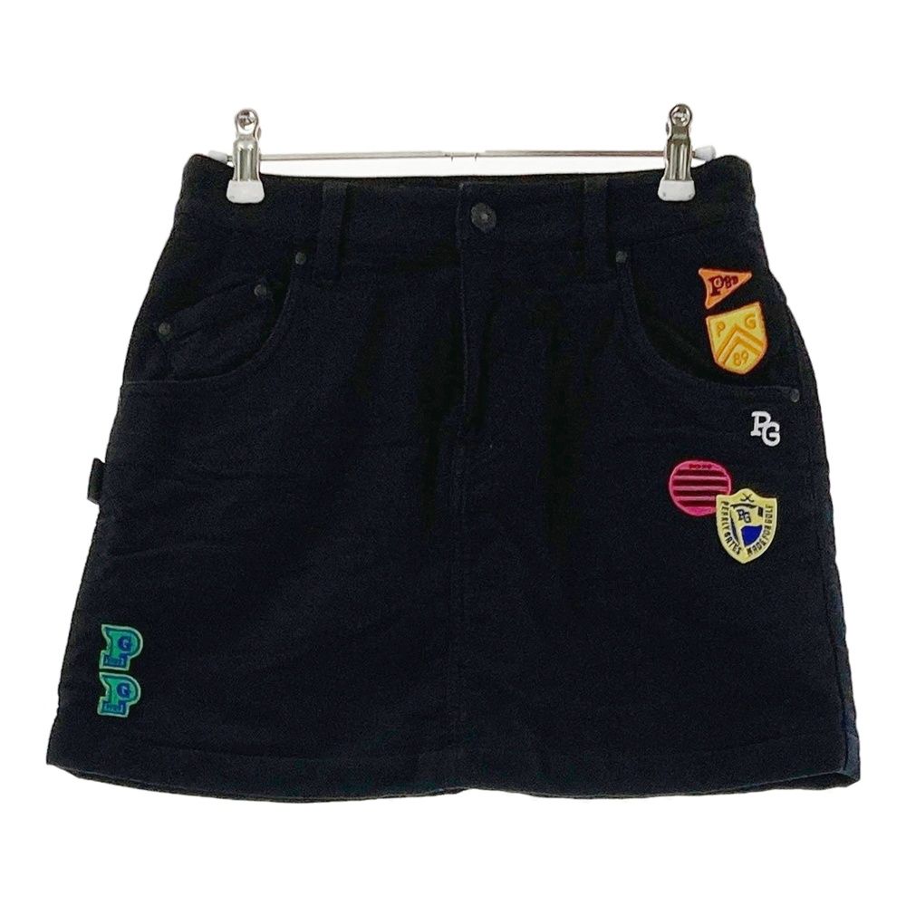 サイズ 00 PEARLY GATES パーリーゲイツ 裏地付 ストレッチスカート ワッペン ブラック系 240101543247 ゴルフウェア レディース ストスト