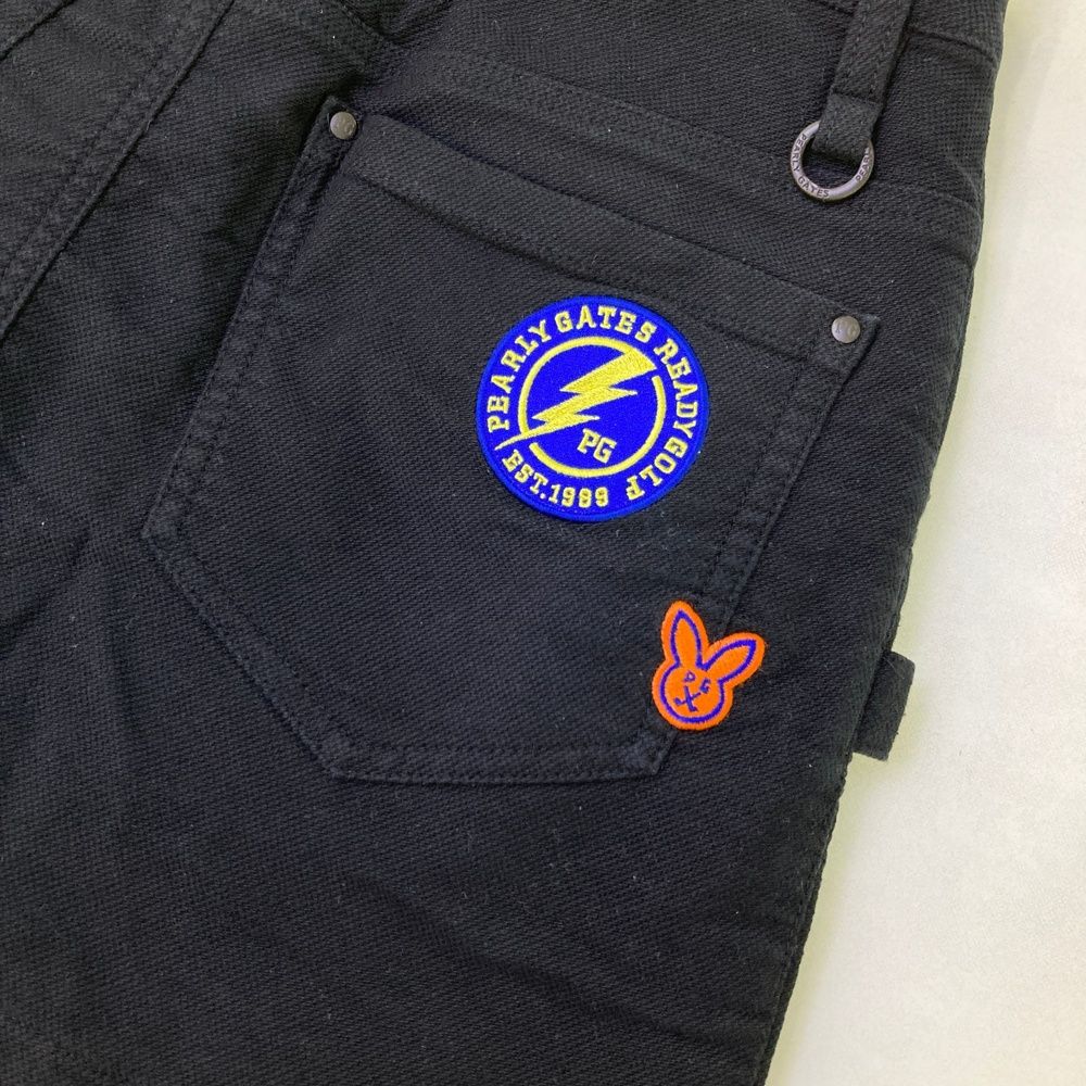  サイズ 00 PEARLY GATES パーリーゲイツ 裏地付 ストレッチスカート ワッペン ブラック系 ゴルフウェア レディース ストスト スカート レディースウェア