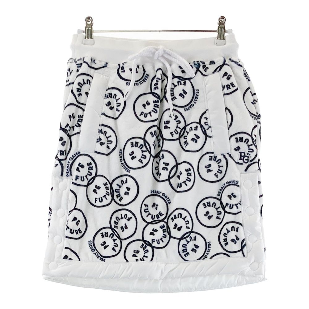 サイズ 0 PEARLY GATES パーリーゲイツ 055-2134014 ベロアボンバー スカート FUTURE NIKO ニコちゃん 総柄 ホワイト系 240101543820 ゴルフウェア レディース ストスト