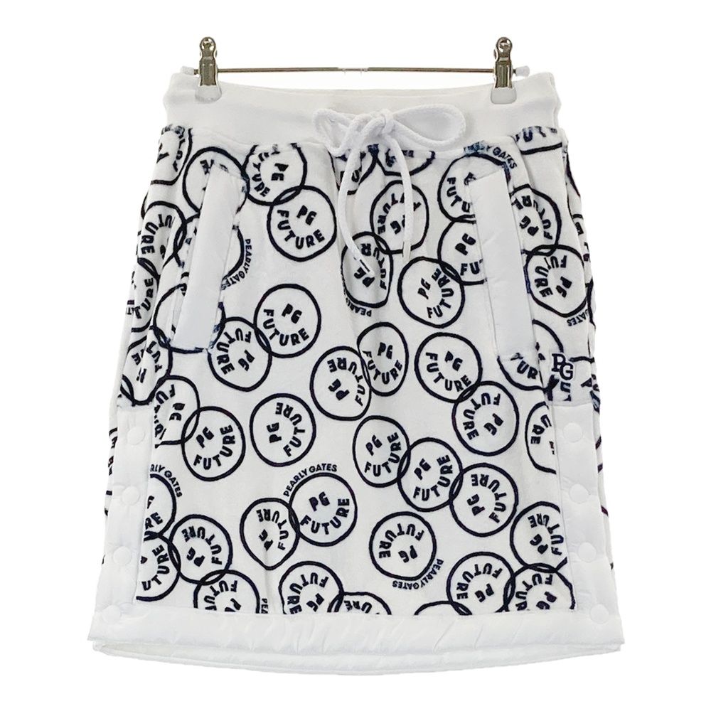 サイズ 1 PEARLY GATES パーリーゲイツ 055-2134014 ベロアボンバー スカート FUTURE NICO ニコちゃん 総柄 ホワイト系 240101551861 ゴルフウェア レディース ストスト
