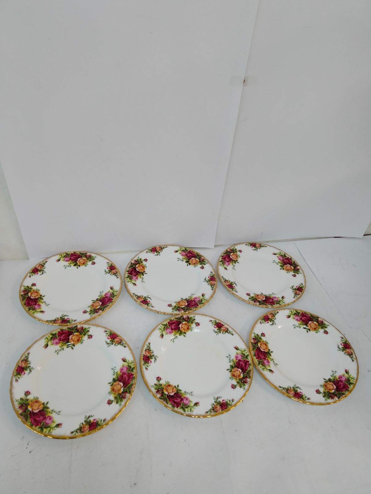 ROYAL ALBERT プレート セット カントリーローズ 白磁 柄 金縁 ロイヤルアルバート 中皿