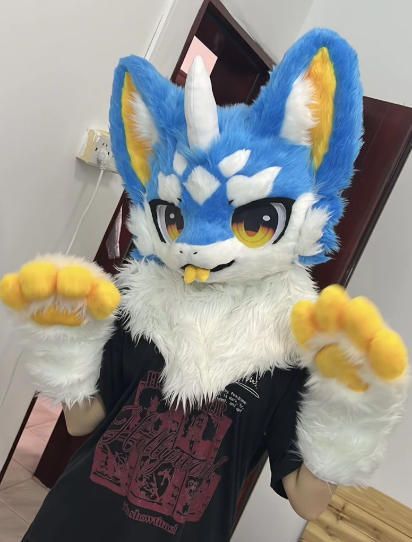 ☆ファースーツ 着ぐるみセット NO.286 犬 青 ブルー ケモノ ファー