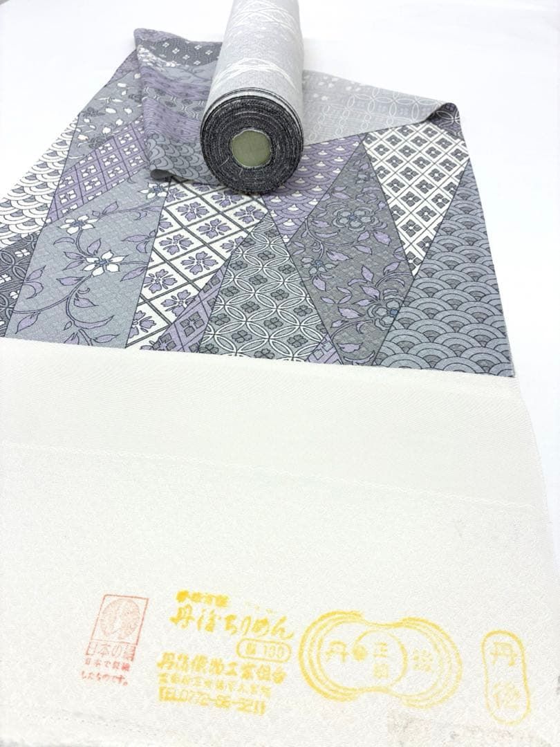 小紋 紋意匠 丹後ちりめん 青海波 七宝 唐草 花菱形 反物 正絹 O 093