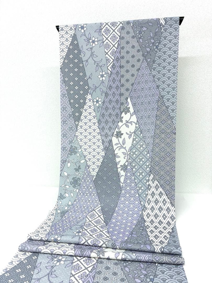  小紋 紋意匠 丹後ちりめん 青海波 七宝 唐草 花菱形 反物 正絹 O 093 小紋 着物反物