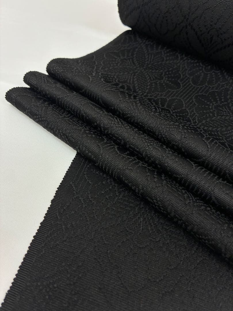  ふくれ織 伝承深泥黒 五倍子黒 京黒紋付 クリスタルガード加工 反物 O 085 色無地 着物反物