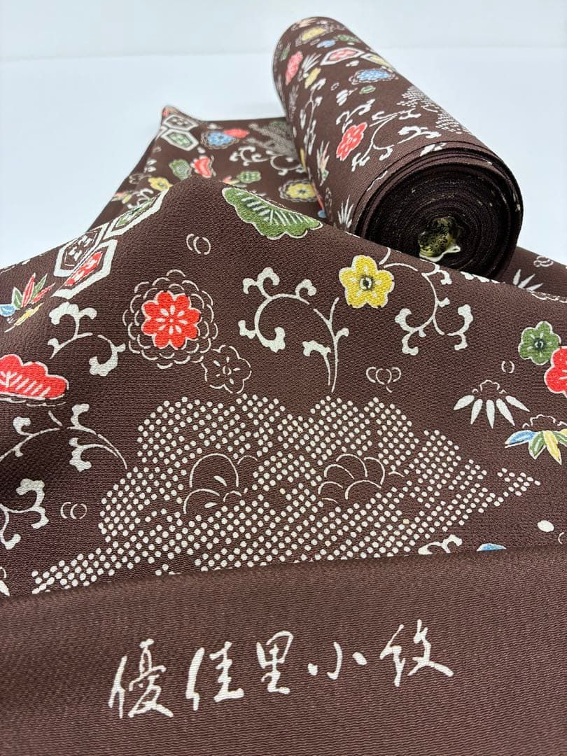 工芸着物野口製 優佳里小紋 鬼しぼりちりめん 浜ちりめん 反物 正絹 O 084