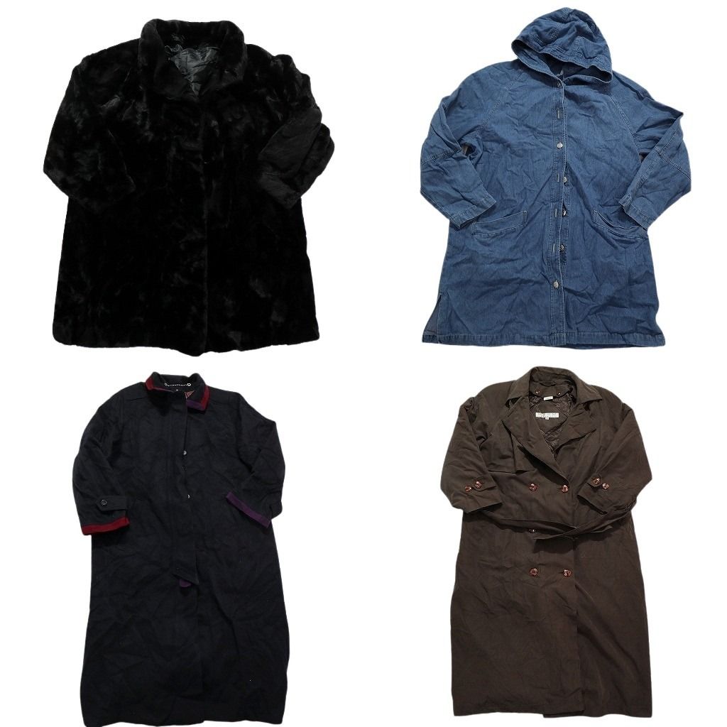 古着卸 コート MIX 4枚セット レディース ファーコート デニム フード ダブルブレスト 古着 NC5780