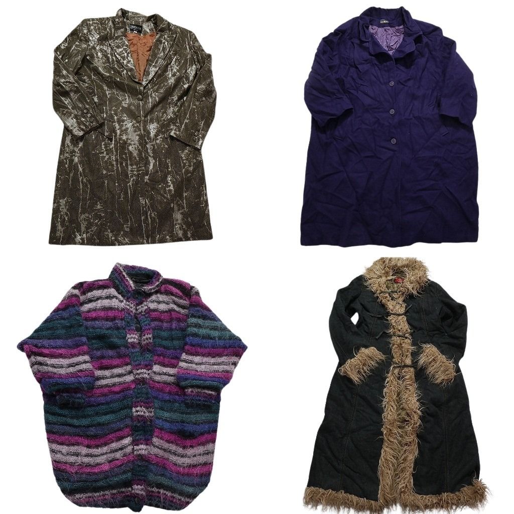 古着卸 コート MIX 4枚セット レディース マルチ ボーダー ファー 古着 NC5777