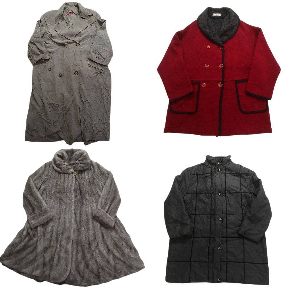 古着卸 コート MIX4枚セット レディース ダブルブレスト ファーコート スタンド 古着 NC5798