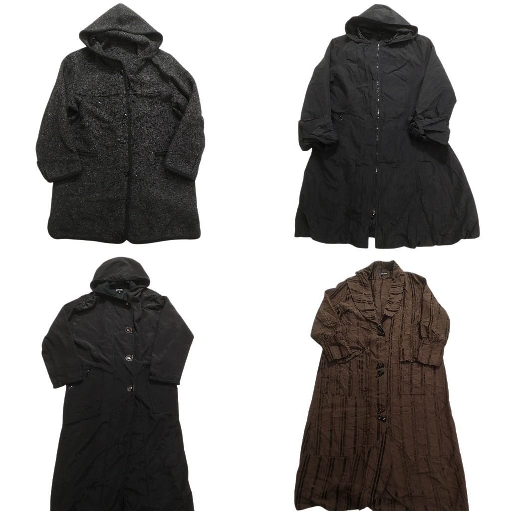 古着卸 コート 4枚セット レディース ストライプ フルジップ トグルボタン フード付き 古着 NC5794