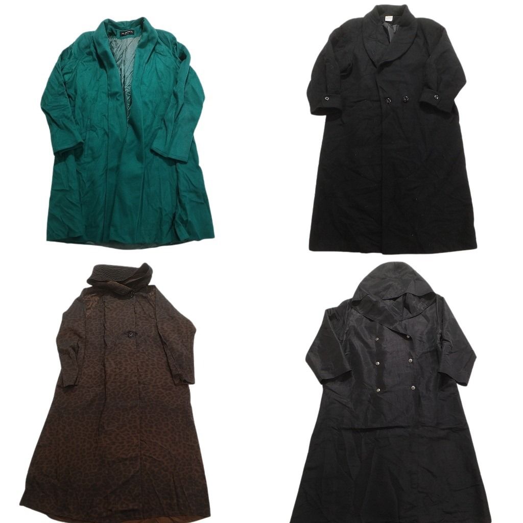 古着卸 コート MIX 4枚セット レディース ダブルブレスト フード付き ロングコート ヒョウ柄 古着 NC5791