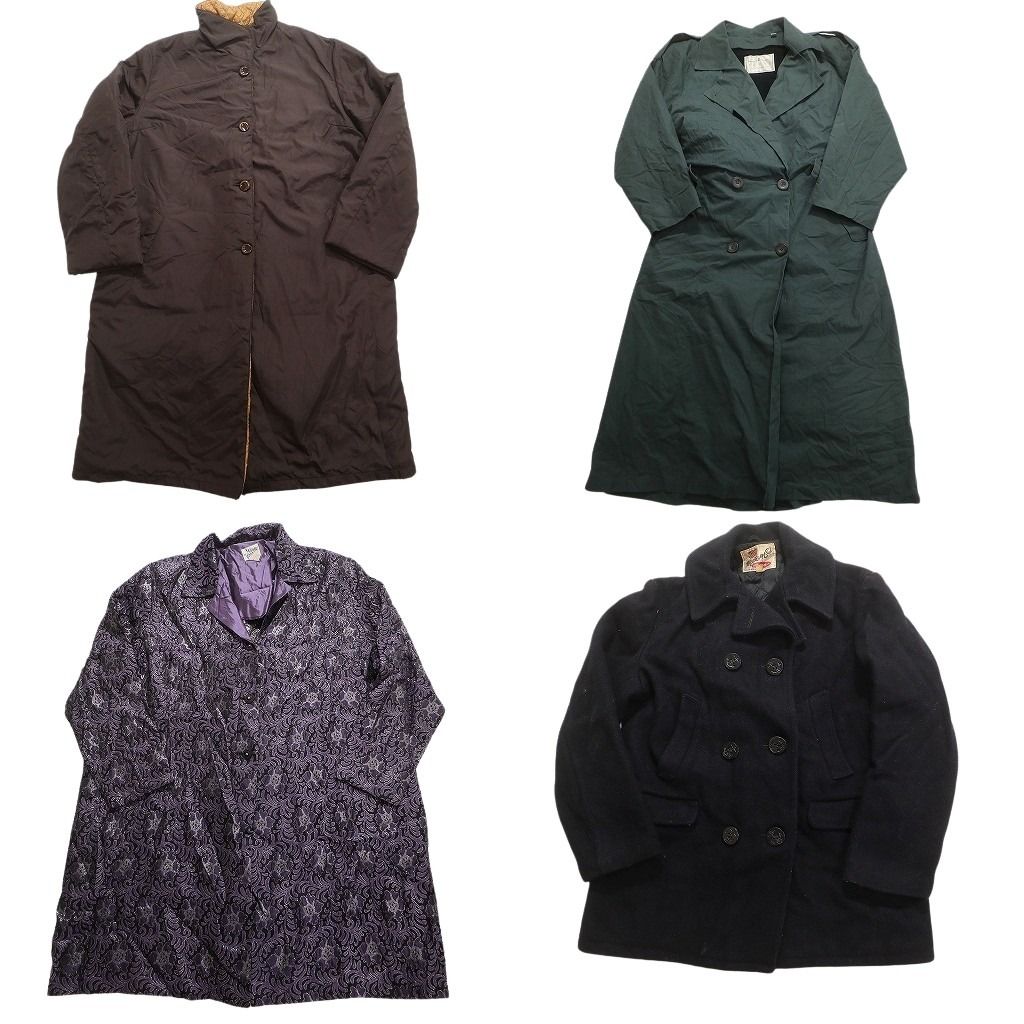 古着卸 コート MIX 4枚セット レディース スタンド Pコート 総柄 ダブルブレスト 古着 NC5790