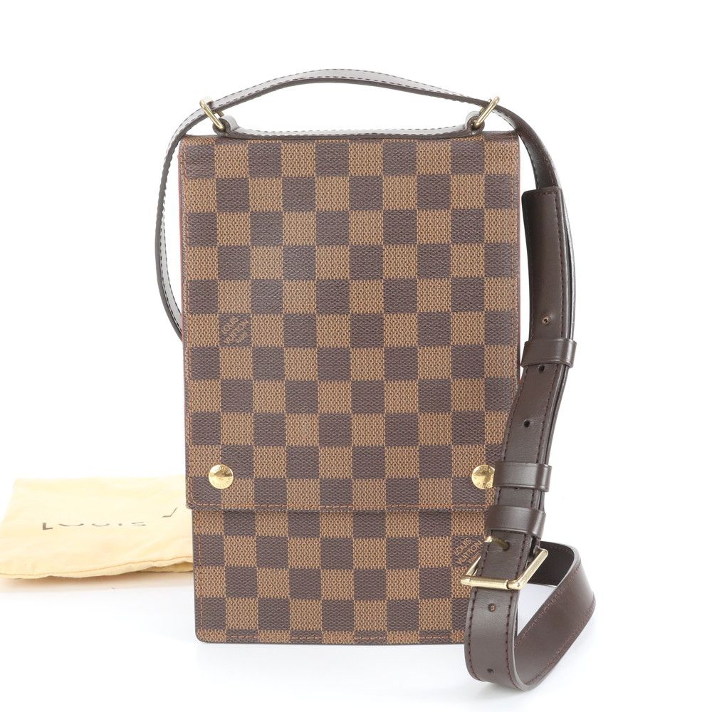 ルイヴィトン ダミエ ポートベロー N45271 レザー ショルダーバッグ メッセンジャー ブラウン 紳士 本革 メンズ CEE CZ3-4