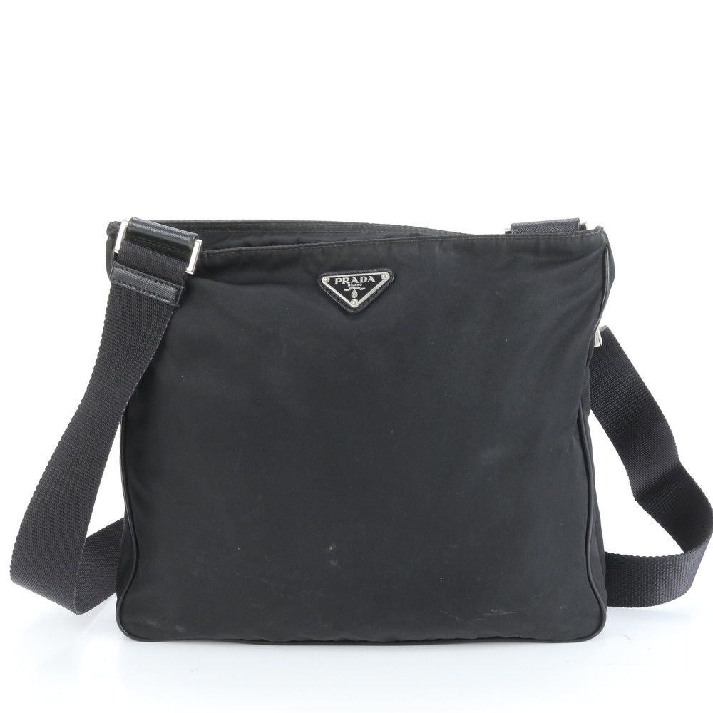 プラダ テスート ナイロン 三角ロゴ サフィアーノ レザー ショルダー バッグ 斜め掛け メッセンジャー トート メンズ RRR CZ1-4