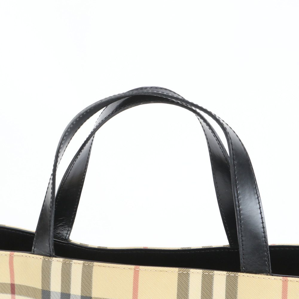 バーバリー ノバ チェック レザー トート バッグ 肩掛け ショルダー ハンド ベージュ ブラック 黒 レディース RRE CZ1-10