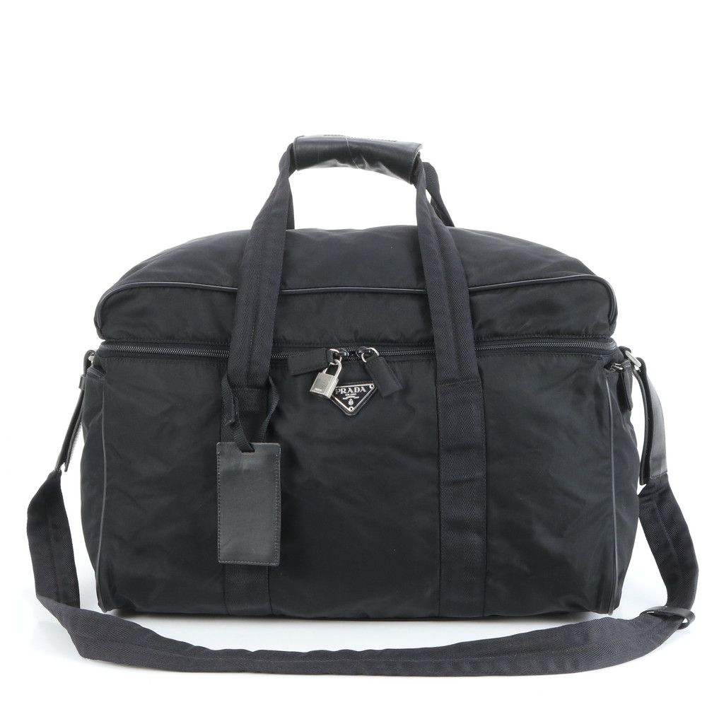 【極上美品✨】プラダ ボストンバッグ 肩掛け 三角ロゴ テスートナイロン 黒 極美品 プラダ テスート ナイロン 三角 トライアングル ロゴ レザー