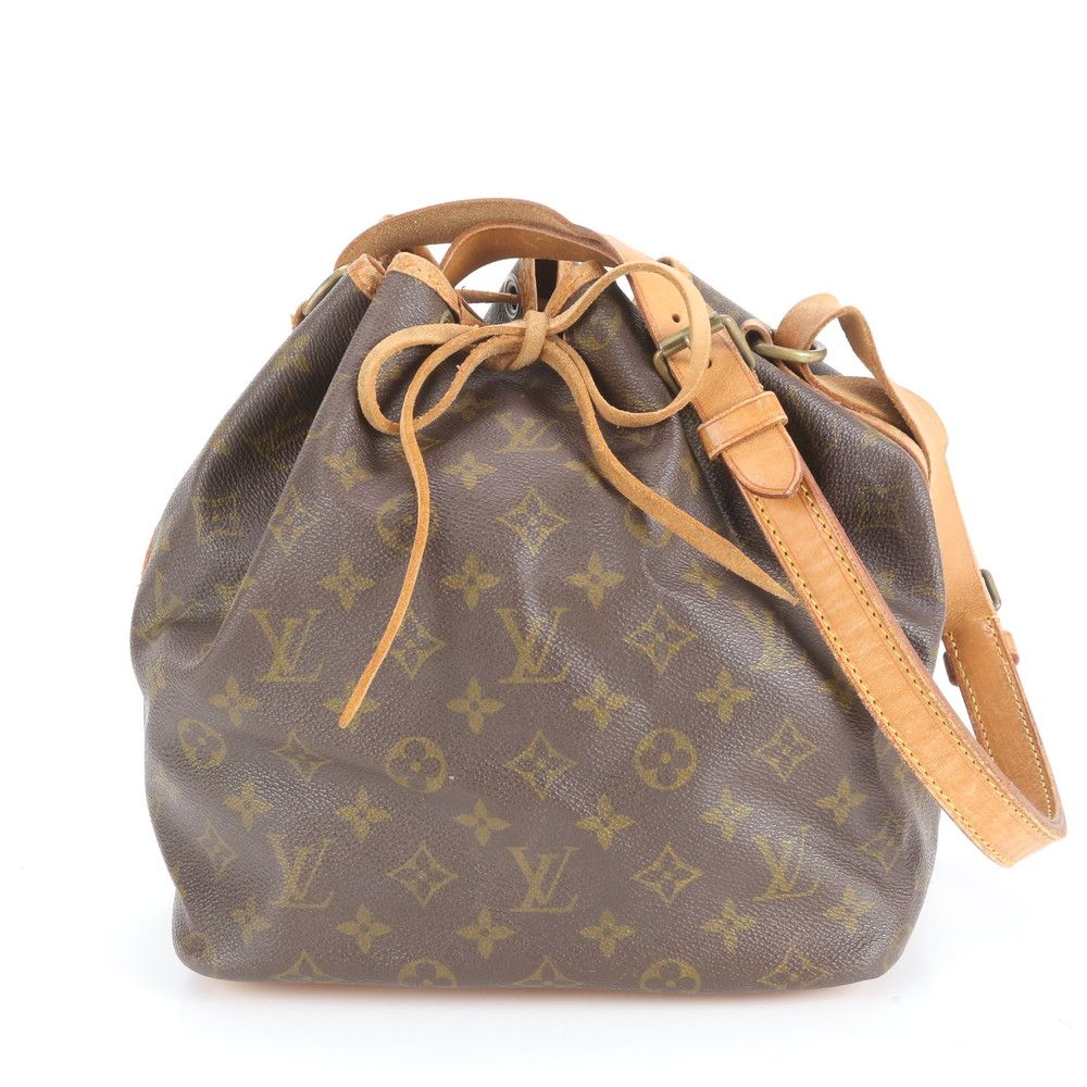 ルイヴィトン モノグラム プチ ノエ M42226 レザー 巾着 ショルダーバッグ ブラウン 茶色 本革 レディース RCE CY31-6