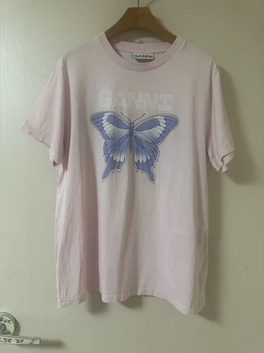 GANNI ガニー 蝶 プリンティング 半袖 Tシャツ