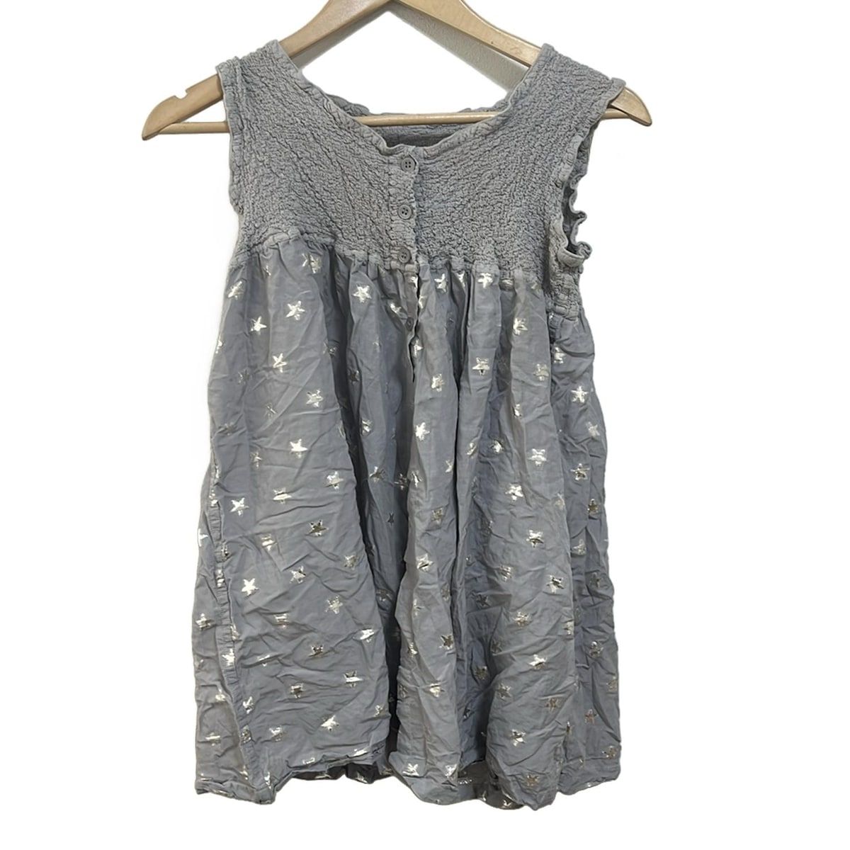 me ISSEY MIYAKE ミー イッセイミヤケ チュニック レディース - グレー ノースリーブ スター 星 シワ加工