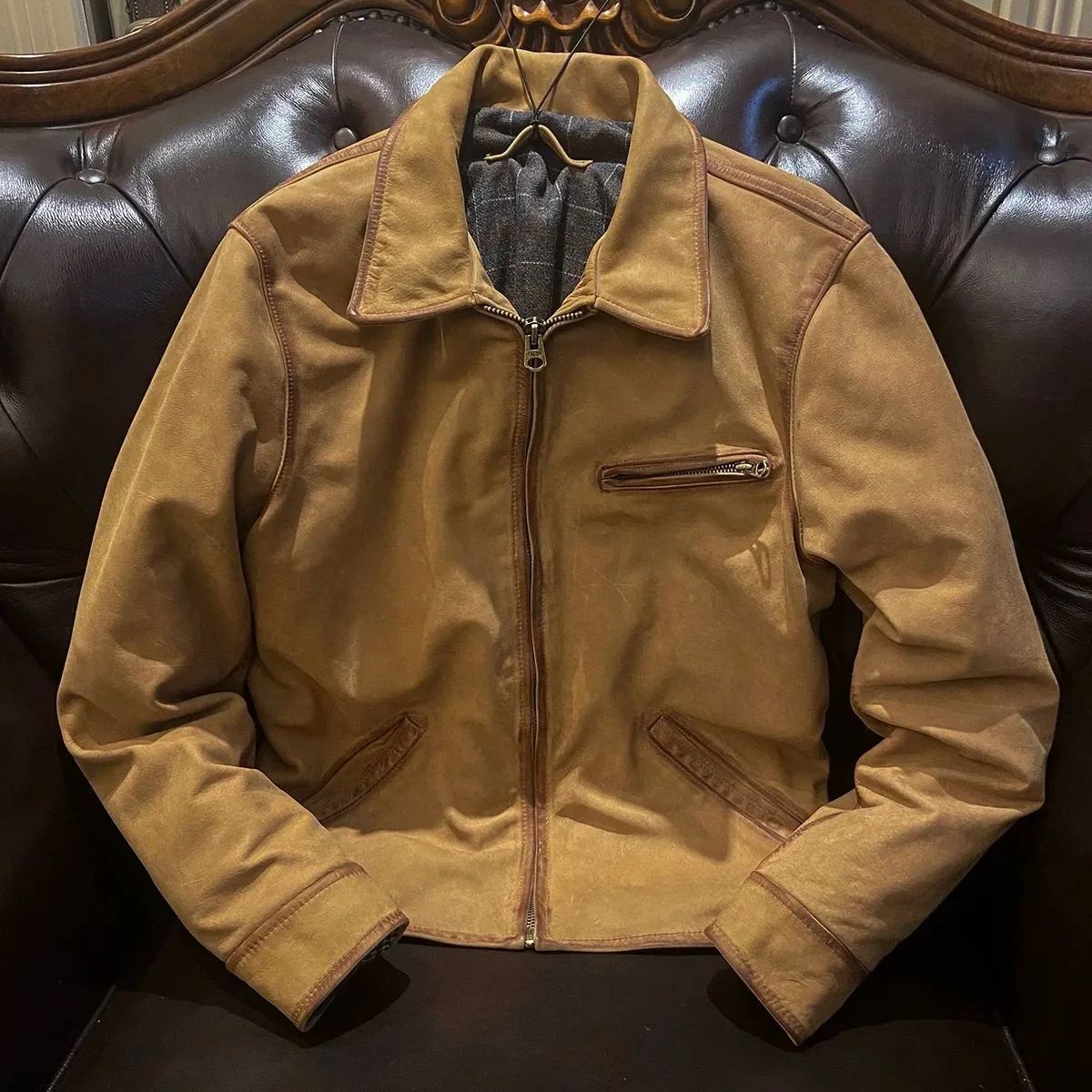 h アメリカンヴィンテージ風 ヘビーウォッシュ クレイジーエイジング 本革ジャケット メンズ ヘビービンテージ レザー 牛革 ビジネス カジュアル 感