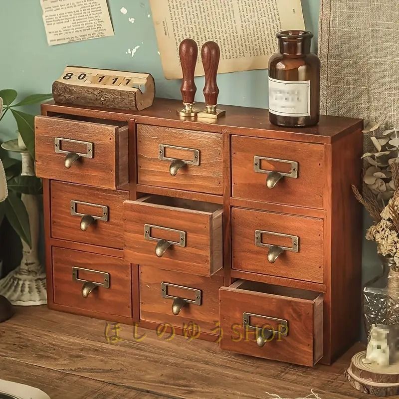 卓上 ミニチェスト 収納ボックス 小物入れ アンティーク調 木製 引き出し ミニ キャビネット 卓上チェスト ヴィンテージ レトロ 小物