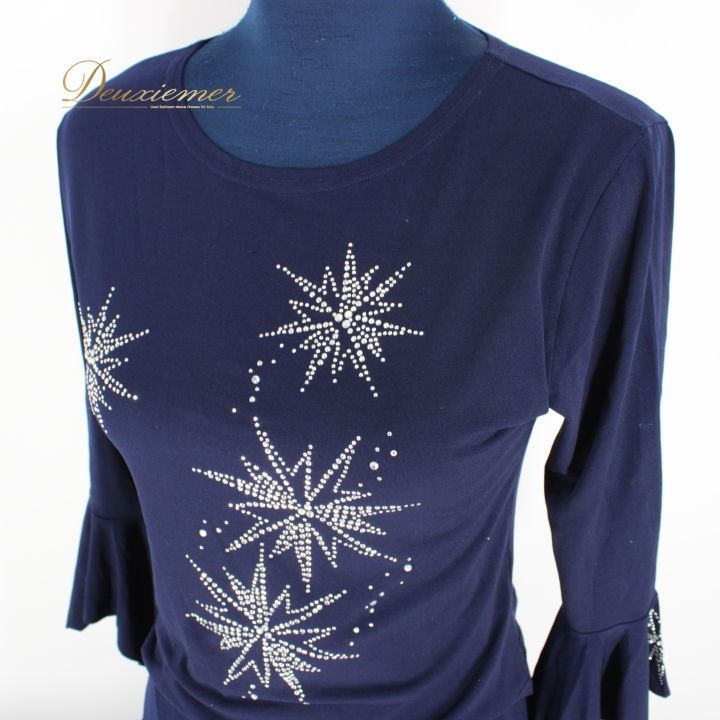 社交ダンス 衣装 上下セット ツーピース レッスンウェア パーティ衣装 女性用 レディース オールシーズン ネイビー系 紺 ラインストーン シンプル 伸縮性 軽量 おしゃれ 着心地良好 感 上品 ダンス用 セットアップ